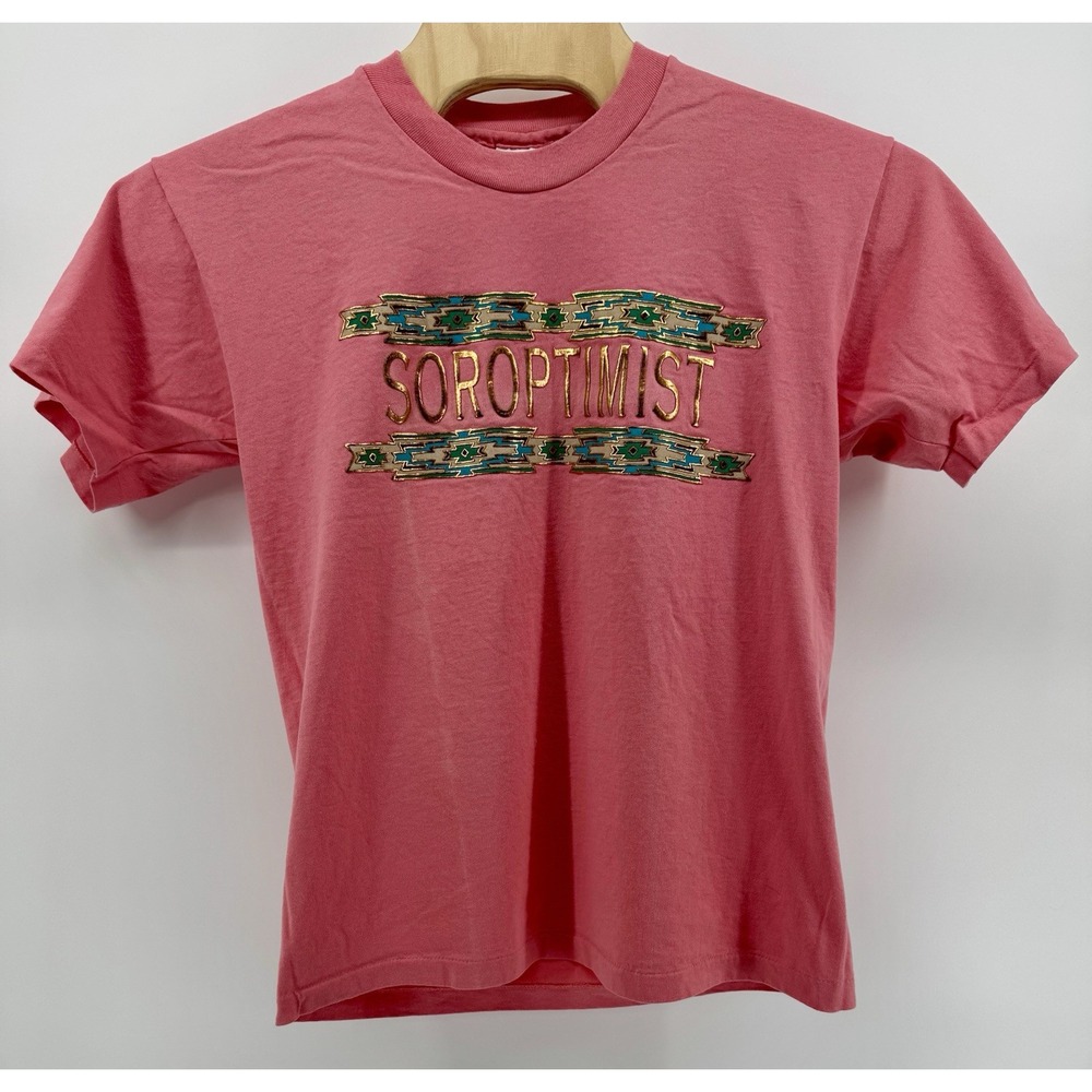 Vintage 90's Anvil Soroptimist Embroidered T-Shirt Size L Single Stitch USA Made